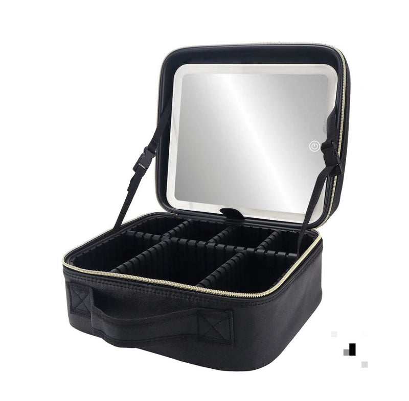 Neceser de Maquillaje Portátil con Espejo y Luz LED